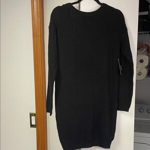 Lulu's Elegant Black Knit Long Sleeve Dress